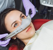 an adult dental patient receiving nitrous oxide