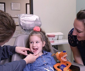 Young patient receiving dental exam