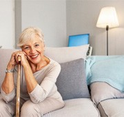 Woman with dentures in Salem 