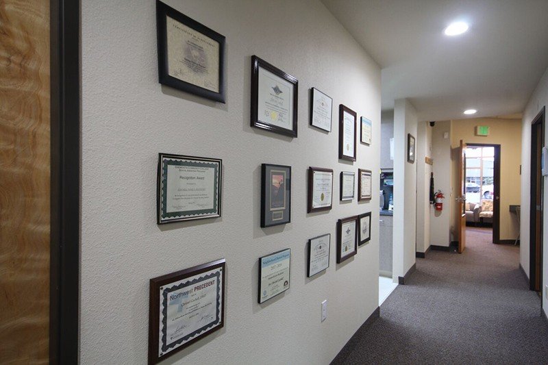 Hallway to dental treatment rooms